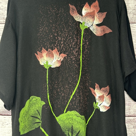 Raffi Hand Painted Silk NWT Water Lilies Floral Tunic Top Size Large - Picture 4 of 9
